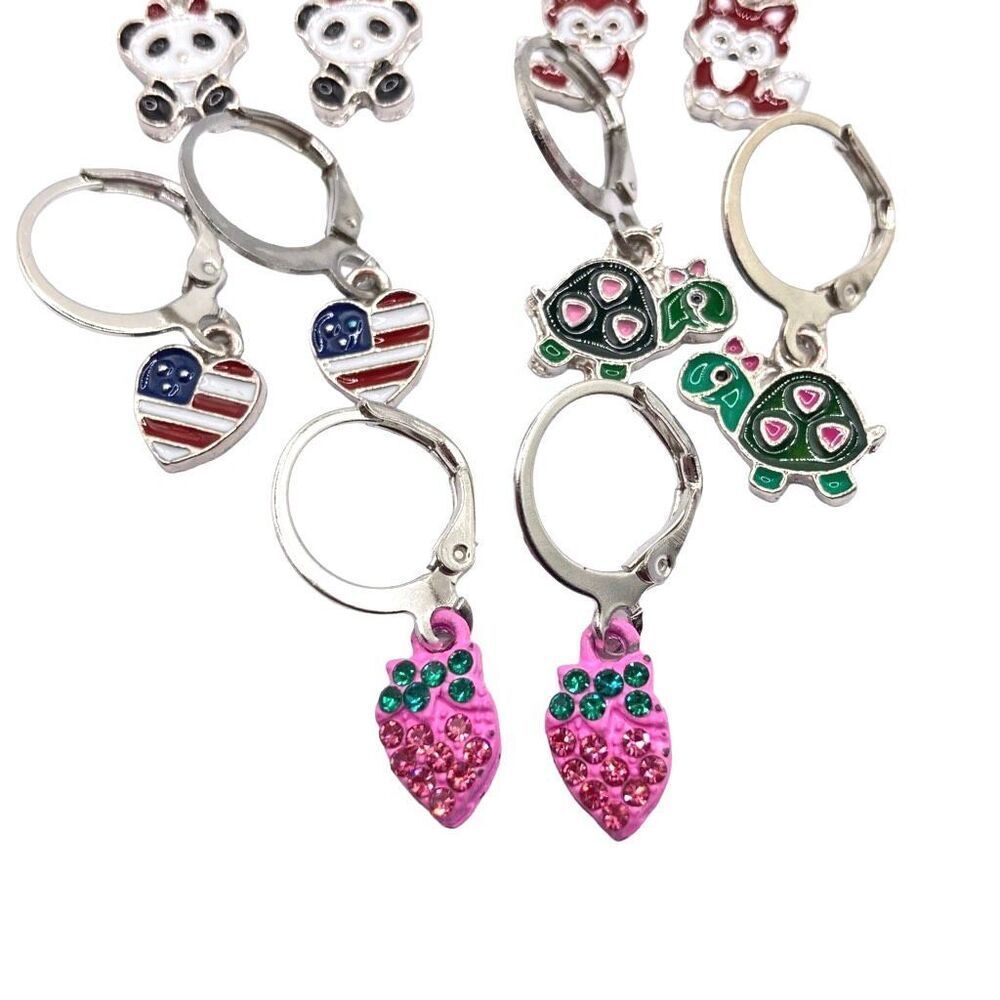 Set of 7 huggy hoop charm earrings - Picture 3 of 3